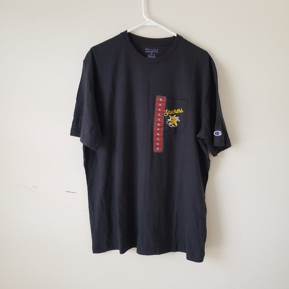 Wichita State Shockers Front Pocket T-Shirt Mens XL Black Champion Flowers NWT - Picture 1 of 10